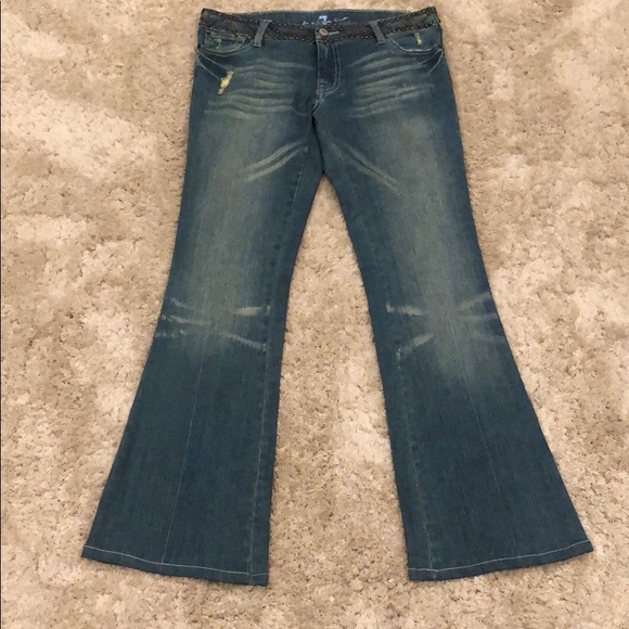7 For All Mankind “A” Pocket Flare Studded Jean - Picture 2 of 8